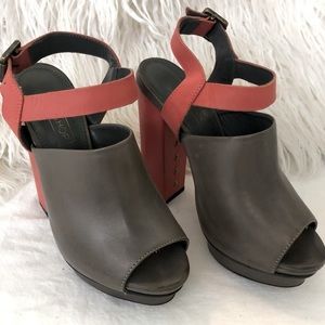 Topshop Chunky Leather Platform Sandals Taupe/gray Orange